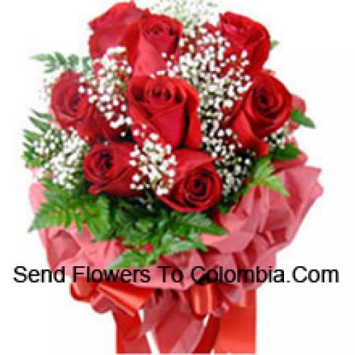 10 Wrapped Red Roses