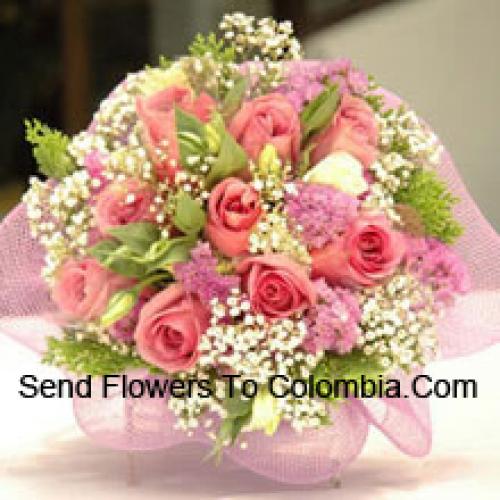 12 Decorative Pink Roses